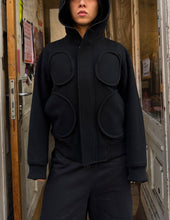 Load image into Gallery viewer, Tsumori Chisato wool zip up hooded jacket in black
