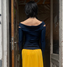 Load image into Gallery viewer, Martine Sitbon Lycra long sleeve top with cut out details in blue
