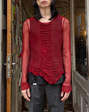 Load image into Gallery viewer, Dries Van Noten layered silk blouse in red and black
