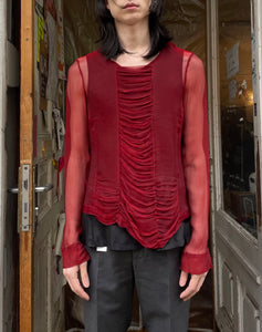 Dries Van Noten layered silk blouse in red and black