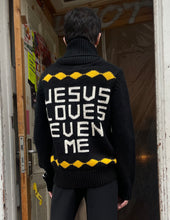 Load image into Gallery viewer, Dsquared 2 zip up cawichan knit jumper “Jesus loves even me”
