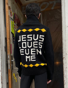 Dsquared 2 zip up cawichan knit jumper “Jesus loves even me”