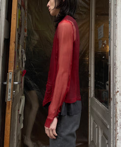 Dries Van Noten layered silk blouse in red and black