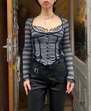 Load image into Gallery viewer, French knit top with lace and corsage details
