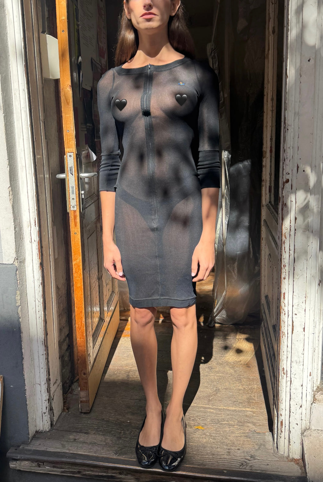 Vivienne Westwood sheer knit dress with zips