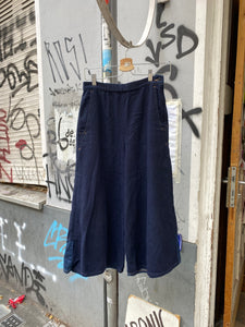 Zucca wide hakama pants in wool and denim patches