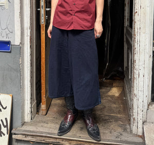 Zucca wide hakama pants in wool and denim patches