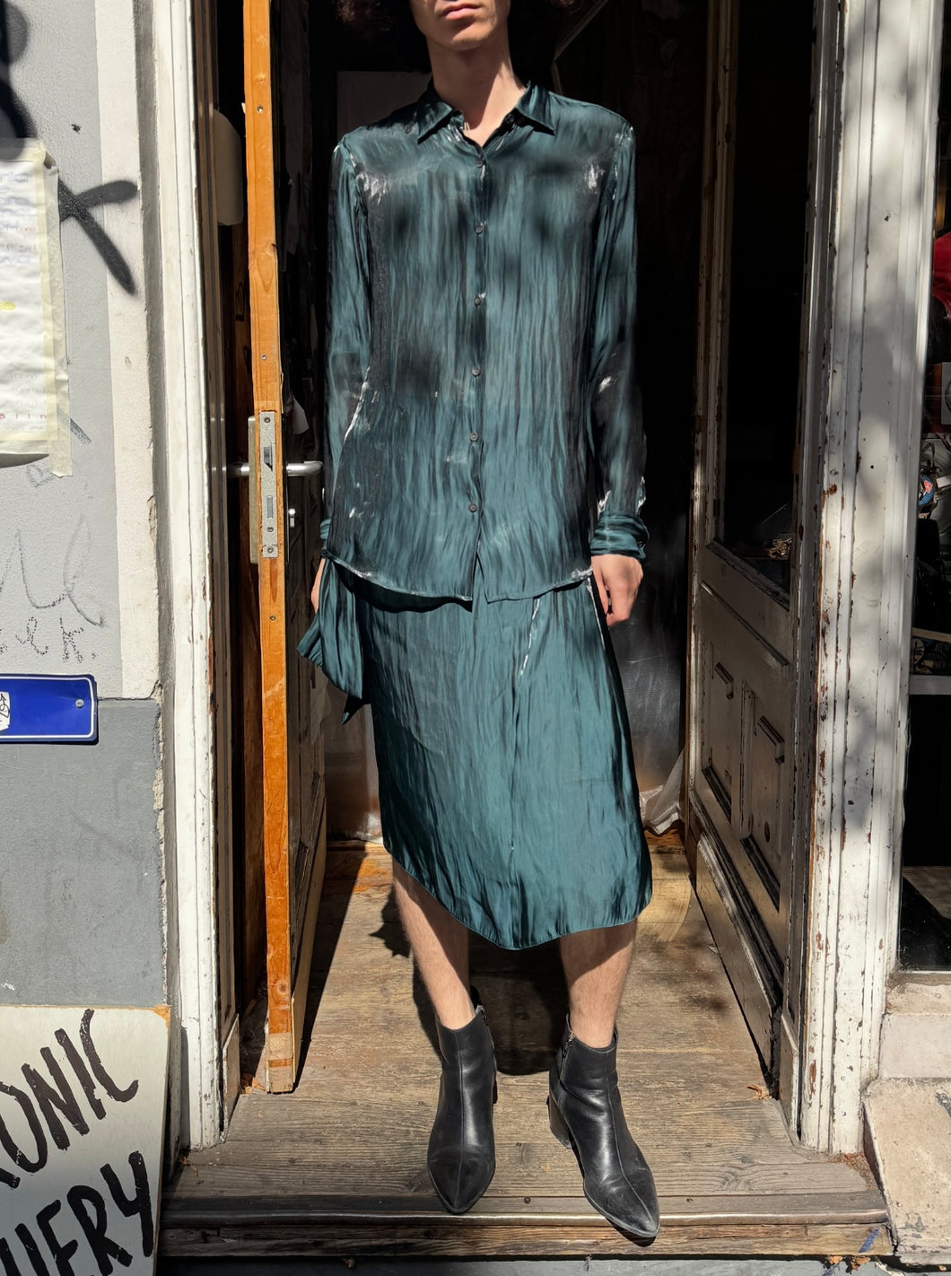 Dries Van Noten sheer wrinkled blouse and skirt