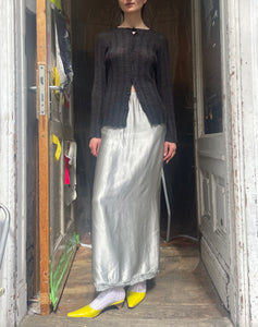 MM6 satin long skirt with lace trims
