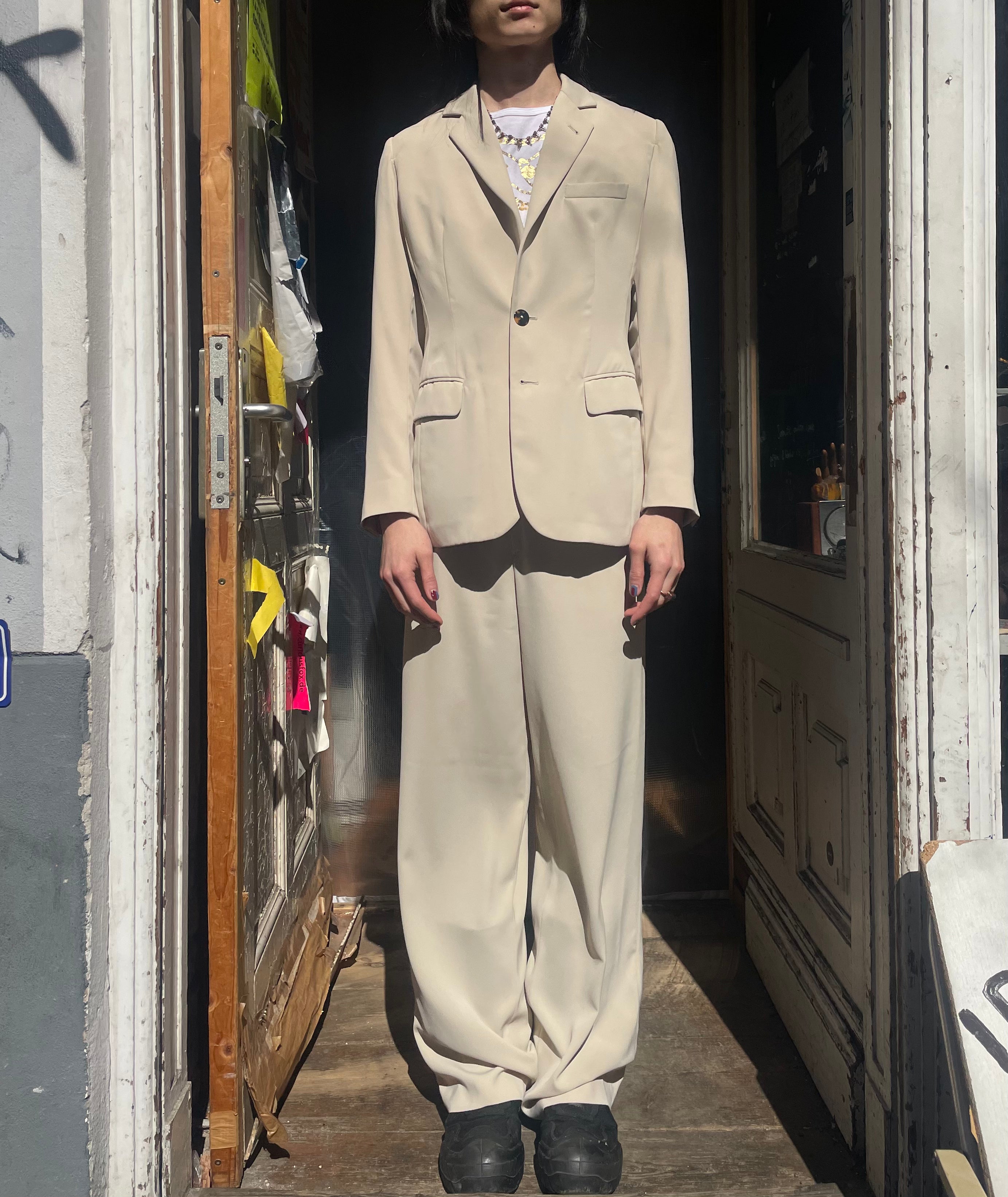 スーツ Jean paul gaultier HEAVY LINEN SUIT y2k Jean Paul Gaultier suit in cream – Ironic Gallery