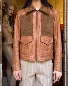 Dries Van Noten leather zip up jacket